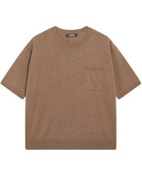 Max Mara - Chest-Pocket Short-Sleeve Sweater - Lyst