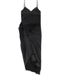 Area - Tuxedo V-Neck Midi Dress - Lyst