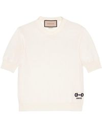 Gucci - Horsebit-intarsia Wool T-shirt - Lyst