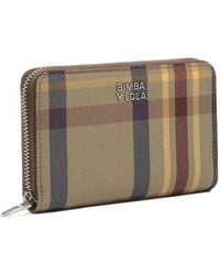 Bimba Y Lola - Medium Khaki And Garnet Tartan Jacquard Wallet - Lyst