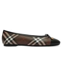 Burberry - Check Canvas Highgate Ballerinas - Lyst