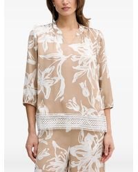 Joseph Ribkoff - Floral-Print Crochet-Trim Blouse - Lyst