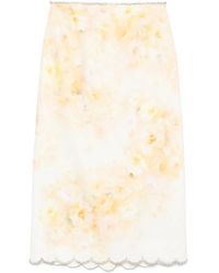 Zimmermann - Gonna Midi Di Lino Con Stampa Floreale - Lyst