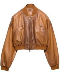 Prada - Cropped Nappa Leather Jacket - Lyst