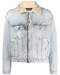 DSquared² - Distressed Denim Jacket - Lyst