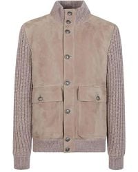 Brunello Cucinelli - ニットスリーブ スエードジャケット - Lyst