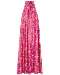 Max Mara - Floral-Print Twill Silk Maxi Dress - Lyst