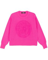 Versace - Gestrickter Pullover Mit Logo - Lyst