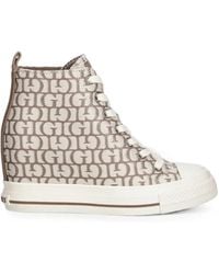 Guess - Monogram-Print Lace-Up Sneakers - Lyst