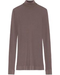 Lemaire - Geribbelde Top Met Col - Lyst