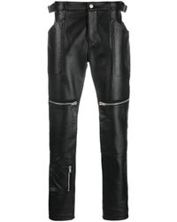 Moschino - Zip-detail Fitted Leather Trousers - Lyst