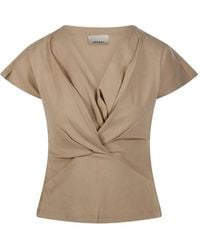 Isabel Marant - Nadrine Twist-Detail V-Neck T-Shirt - Lyst