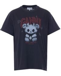 Ganni - T-Shirt À Logo Imprimé - Lyst