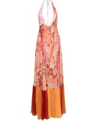 Roberto Cavalli - Kleid mit Feder-Print - Lyst