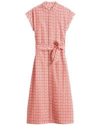 Woolrich - Geometric-Print Belted Midi Dress - Lyst