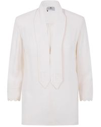 Elisabetta Franchi - V-Neck Blouse With Embroidered Initials - Lyst