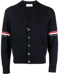 Thom Browne - Cardigan Con Scollo A V Rwb - Lyst