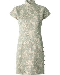 Shanghai Tang - Abito Corto Con Stampa A Fiori - Lyst