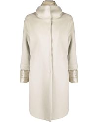 Herno - Funnel Neck Single-breasted Coat - Lyst
