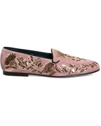 Dolce & Gabbana - Floral-Embroidered Velvet Loafers - Lyst