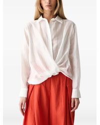 ViCOLO - Striped Twist-Front Blouse - Lyst