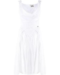Vivienne Westwood - Draped Midi Dress With Fitted Bodice And Gathered Skirt - Lyst