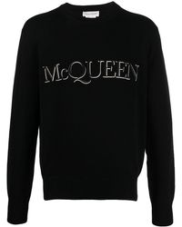 Alexander McQueen - Pull en maille à logo brodé - Lyst