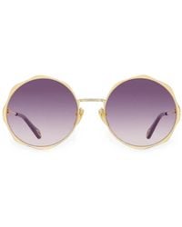 Chloé - Scalloped-Edge Round-Frame Sunglasses - Lyst