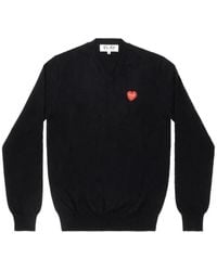 COMME DES GARÇONS PLAY - Rhinestone-Embellished Heart-Patch Sweater - Lyst