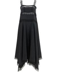 Ganni - Robe Plissée À Bordure En Dentelle - Lyst