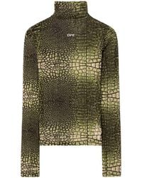 Off-White c/o Virgil Abloh - Logo-Print Crocodile-Effect Top - Lyst