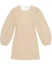 Ganni - Mini-Jurk Met Pofmouwen En Gestrikte Rug - Lyst