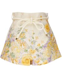 Zimmermann - Floral-print Cotton-linen Shorts - Lyst
