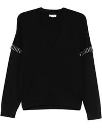Liu Jo - Eyelet-Embellished V-Neck Jumper - Lyst