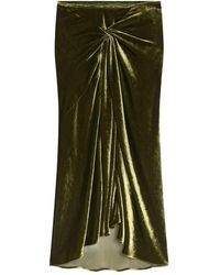 Dries Van Noten - Draped Velvet Midi Skirt - Lyst