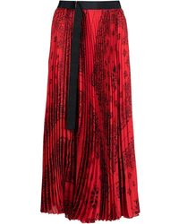 Sacai - Graphic-print Fully-pleated Skirt - Lyst
