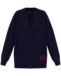 Emporio Armani - Embroidered Patch-Pocket Cardigan - Lyst