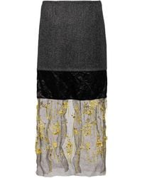 Prada - Midi-Rok Met Geborduurde Bloemen - Lyst
