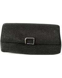 Brunello Cucinelli - Monili-Embellished Leather-Trim Clutch Bag - Lyst