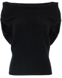 Rick Owens - Off-Shoulder Gedrapeerde Gebreide Top - Lyst