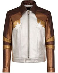 DSquared² - Metallic Panelled Leather Jacket - Lyst