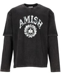 AMISH - Logo-Print Double-Layer T-Shirt - Lyst