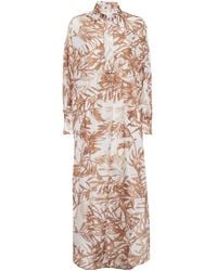 Brunello Cucinelli - Herbarium Print Chemisier Dress - Lyst