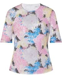 Rosetta Getty - T-Shirt A Fiori Con Paillettes - Lyst
