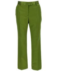 Alberto Biani - Satin-Waistband Tailored Trousers - Lyst