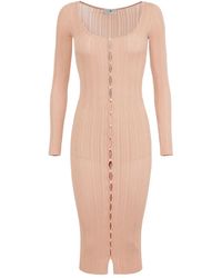 Elisabetta Franchi - Ribbed Knit Button-Front Dress - Lyst