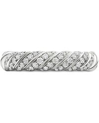 David Yurman - 18Kt Sculpted Cable Diamond Band Ring (4.6Mm) - Lyst