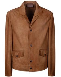 Prada - Veste En Cuir À Boutonnière - Lyst