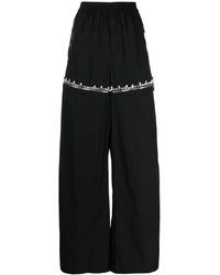 Area - Crystal-embellished Wide-leg Trousers - Lyst