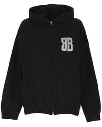 Balenciaga - Logo-Print Zip-Up Hoodie - Lyst